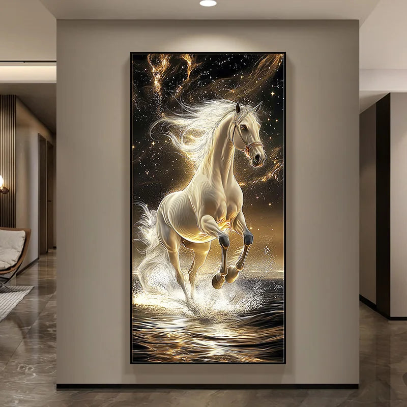 New Horse LED Wall Lamps Corridor Foyer Living Room Home Decoration Lustre Modern Luxury Hanging Painting Lighting Mural Lights