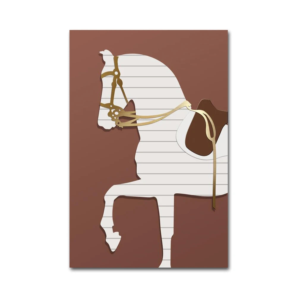 Luxury Hotel Animal Horse Modern Nordic Decorative Canvas Painting Art Print Poster Picture Wall Nursery Living Room Home Decor