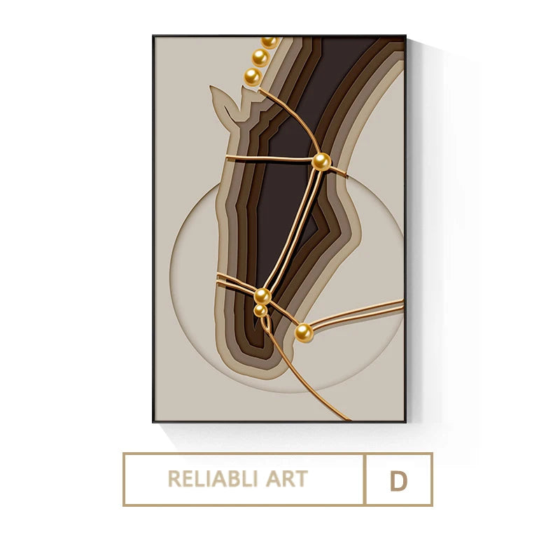 Luxury Hotel Animal Horse Modern Nordic Decorative Canvas Painting Art Print Poster Picture Wall Nursery Living Room Home Decor