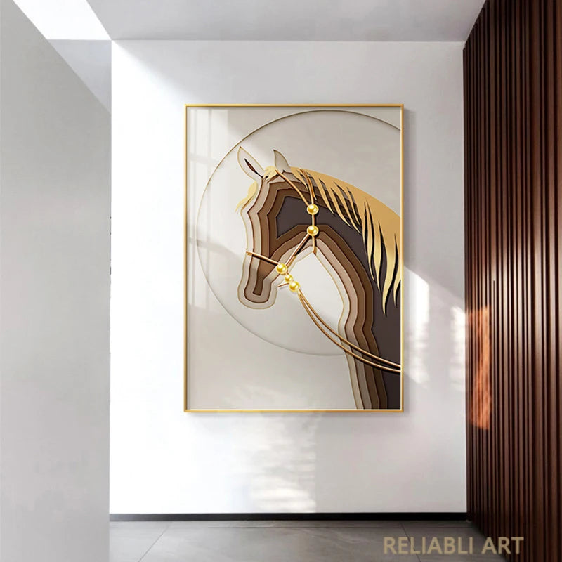 Luxury Hotel Animal Horse Modern Nordic Decorative Canvas Painting Art Print Poster Picture Wall Nursery Living Room Home Decor