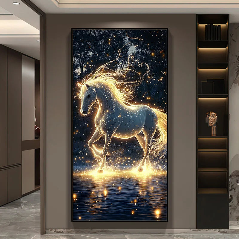 New Horse LED Wall Lamps Corridor Foyer Living Room Home Decoration Lustre Modern Luxury Hanging Painting Lighting Mural Lights