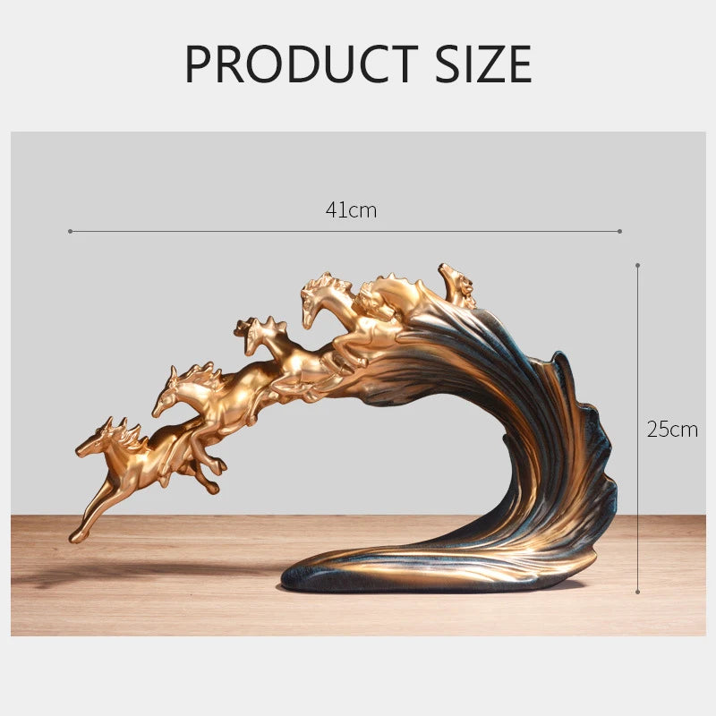 Horse Ornaments A Herd Of Horses Arts And Crafts Resin Golden Light Luxury Wine Cabinet Office Desktop Decoration