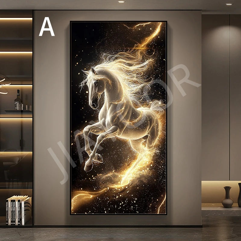 New Horse LED Wall Lamps Corridor Foyer Living Room Home Decoration Lustre Modern Luxury Hanging Painting Lighting Mural Lights
