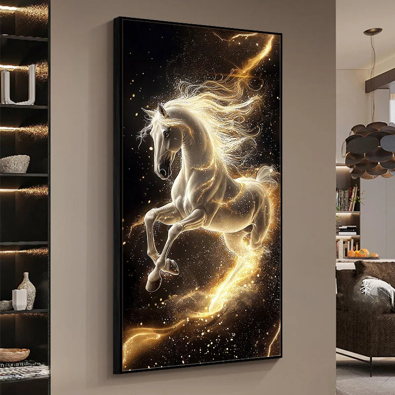 New Horse LED Wall Lamps Corridor Foyer Living Room Home Decoration Lustre Modern Luxury Hanging Painting Lighting Mural Lights