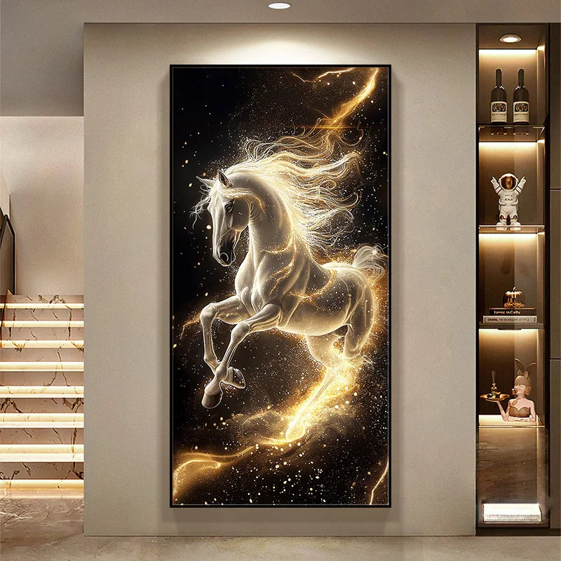 New Horse LED Wall Lamps Corridor Foyer Living Room Home Decoration Lustre Modern Luxury Hanging Painting Lighting Mural Lights