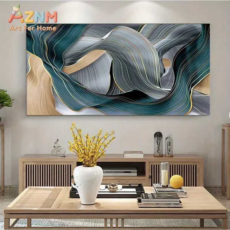 1pc Canvas Poster, Modern Art, Nordic Canvas Painting Modern Abstract Luxury Ribbon Posters Prints, Ideal Gift For Bedroom Livin