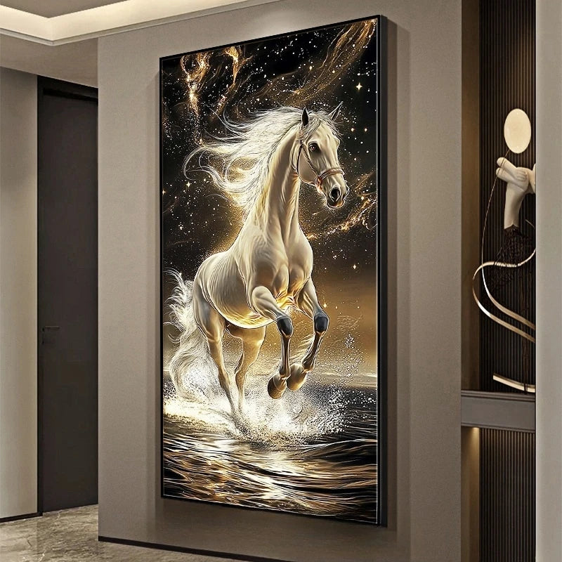 New Horse LED Wall Lamps Corridor Foyer Living Room Home Decoration Lustre Modern Luxury Hanging Painting Lighting Mural Lights