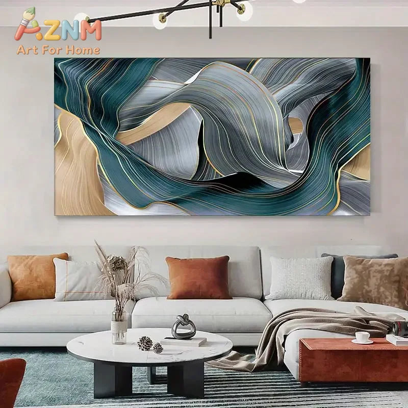 1pc Canvas Poster, Modern Art, Nordic Canvas Painting Modern Abstract Luxury Ribbon Posters Prints, Ideal Gift For Bedroom Livin