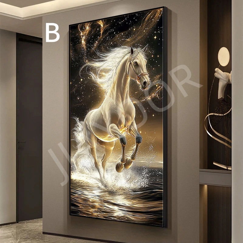 New Horse LED Wall Lamps Corridor Foyer Living Room Home Decoration Lustre Modern Luxury Hanging Painting Lighting Mural Lights