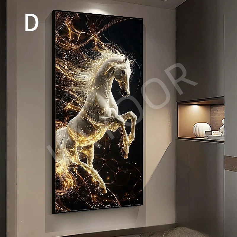 New Horse LED Wall Lamps Corridor Foyer Living Room Home Decoration Lustre Modern Luxury Hanging Painting Lighting Mural Lights