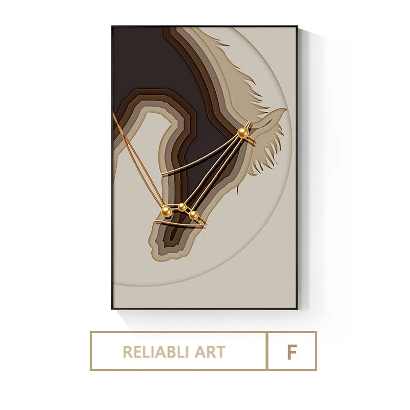 Luxury Hotel Animal Horse Modern Nordic Decorative Canvas Painting Art Print Poster Picture Wall Nursery Living Room Home Decor