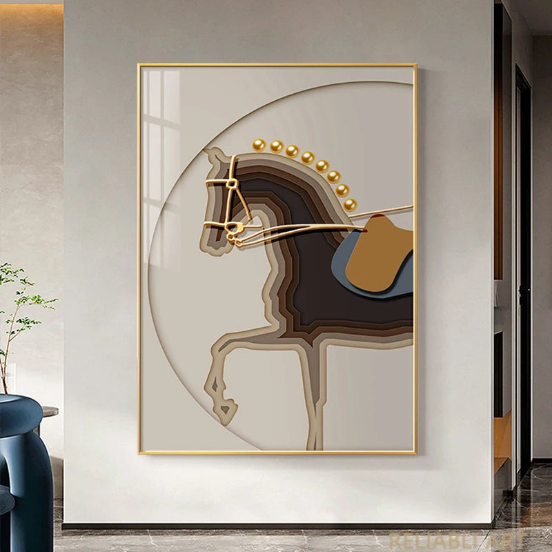 Luxury Hotel Animal Horse Modern Nordic Decorative Canvas Painting Art Print Poster Picture Wall Nursery Living Room Home Decor