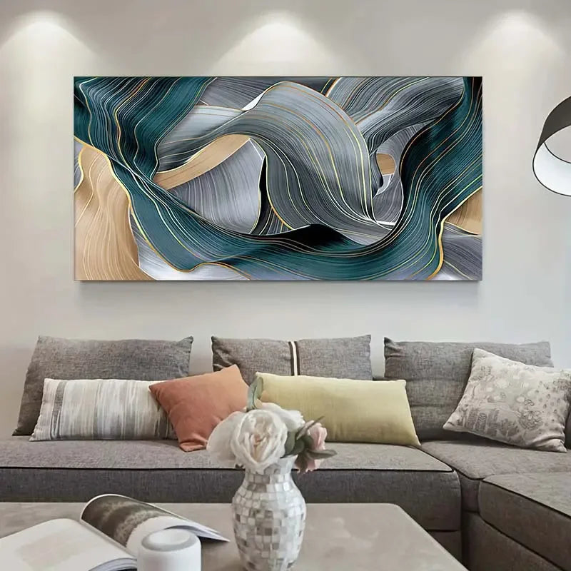 1pc Canvas Poster, Modern Art, Nordic Canvas Painting Modern Abstract Luxury Ribbon Posters Prints, Ideal Gift For Bedroom Livin