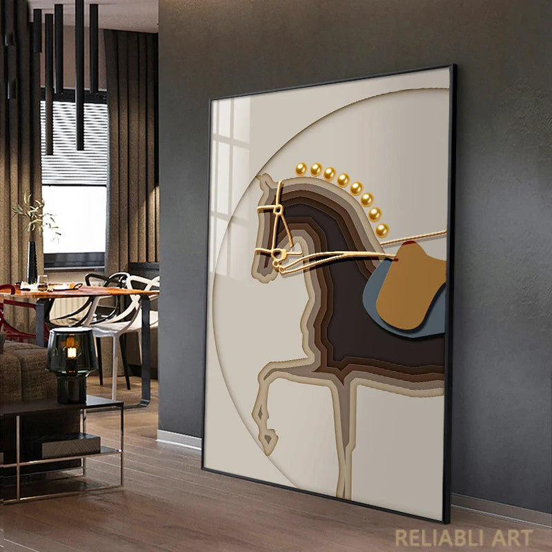 Luxury Hotel Animal Horse Modern Nordic Decorative Canvas Painting Art Print Poster Picture Wall Nursery Living Room Home Decor