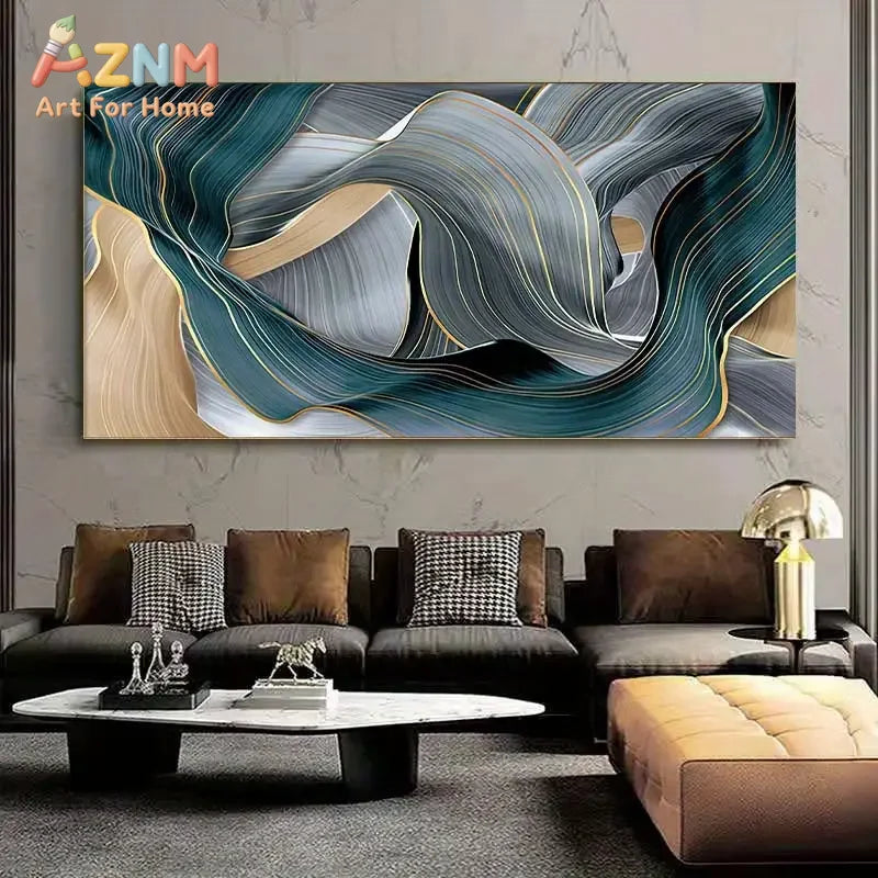 1pc Canvas Poster, Modern Art, Nordic Canvas Painting Modern Abstract Luxury Ribbon Posters Prints, Ideal Gift For Bedroom Livin