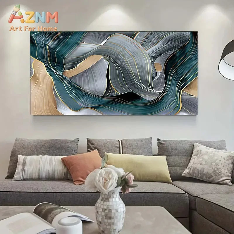 1pc Canvas Poster, Modern Art, Nordic Canvas Painting Modern Abstract Luxury Ribbon Posters Prints, Ideal Gift For Bedroom Livin