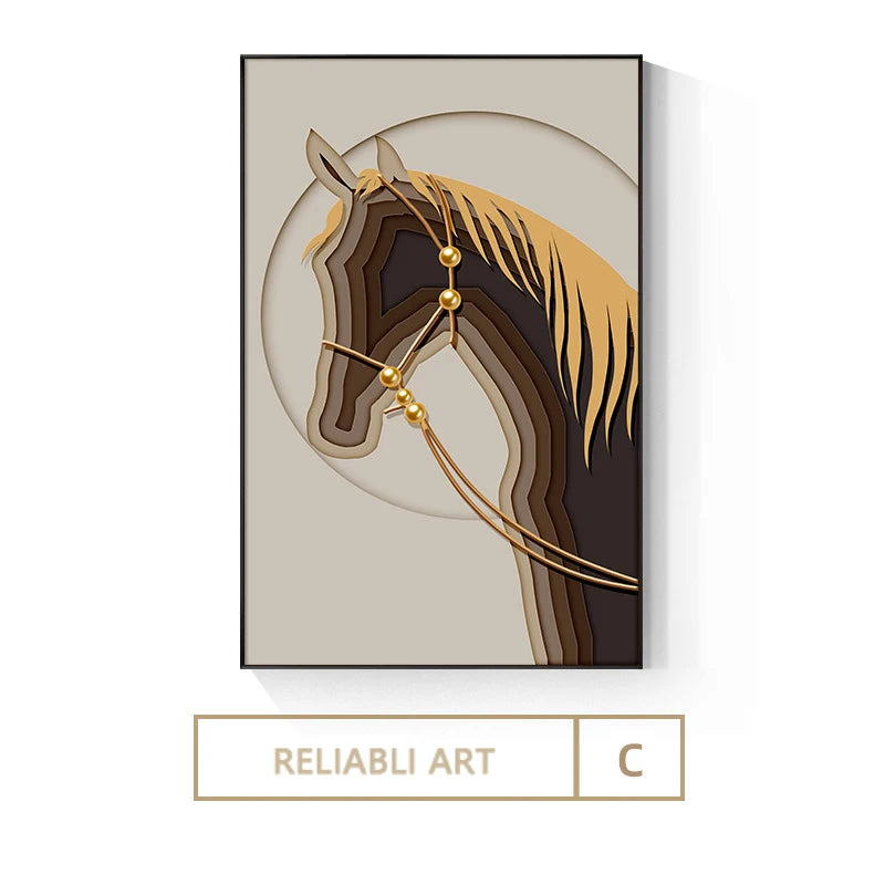 Luxury Hotel Animal Horse Modern Nordic Decorative Canvas Painting Art Print Poster Picture Wall Nursery Living Room Home Decor