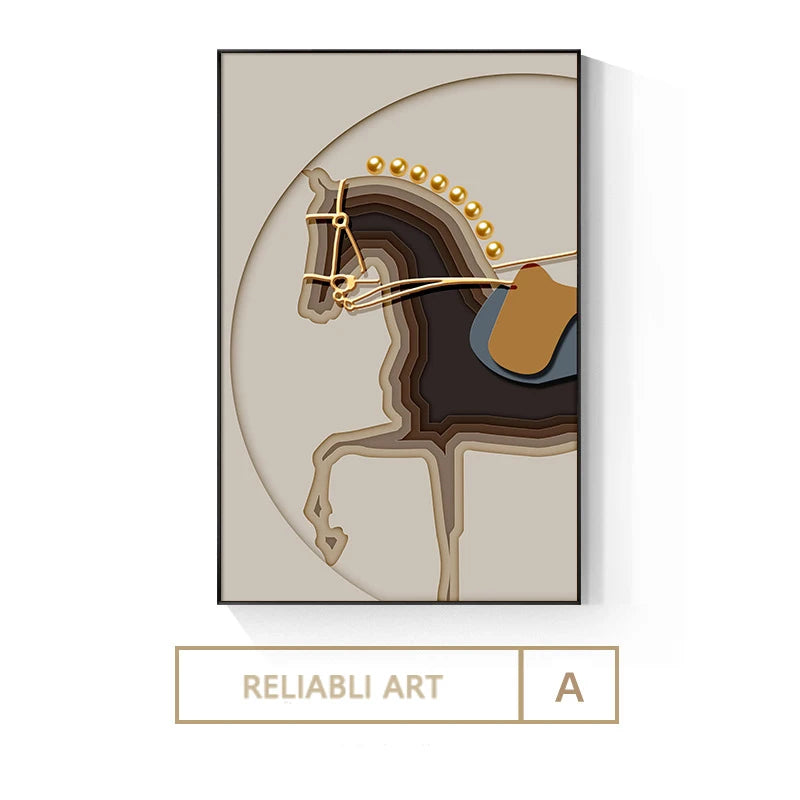 Luxury Hotel Animal Horse Modern Nordic Decorative Canvas Painting Art Print Poster Picture Wall Nursery Living Room Home Decor