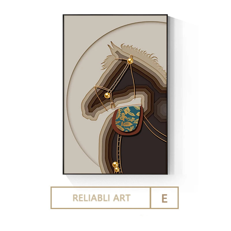 Luxury Hotel Animal Horse Modern Nordic Decorative Canvas Painting Art Print Poster Picture Wall Nursery Living Room Home Decor